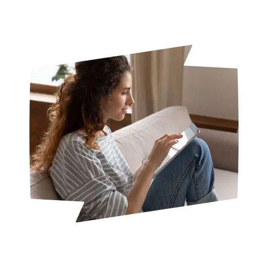 Addicted to technology millennial lady chatting in social networks