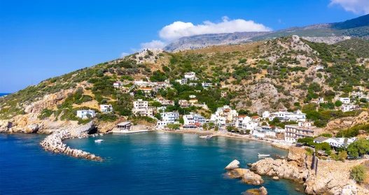 Therma village on Ikaria island with thermal springs, Greece
