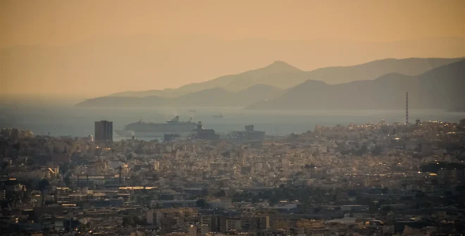 Looking out over Pireaus