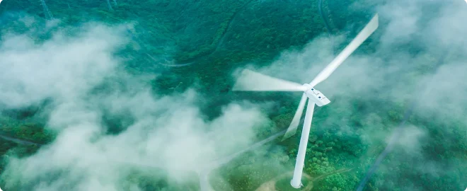 Wind power station on the mountain